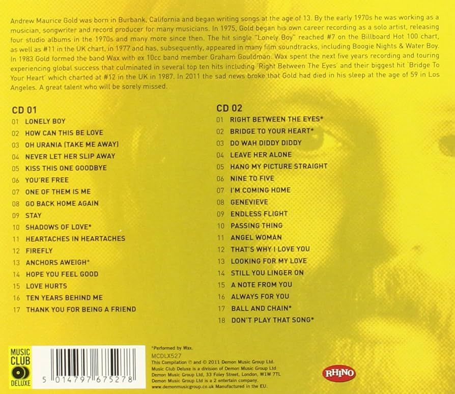 ANDREW GOLD, BOX, 6CD+DVD,新品, AOR, Amazon.co.jp: Andrew Gold : Gold, Andrew: ミュージック